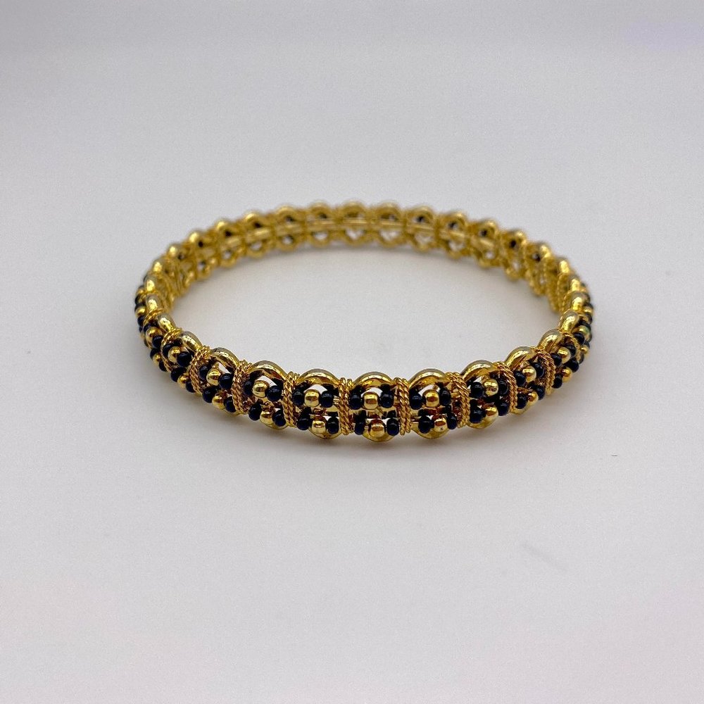 Vintage Black Beaded Gold Bracelet
